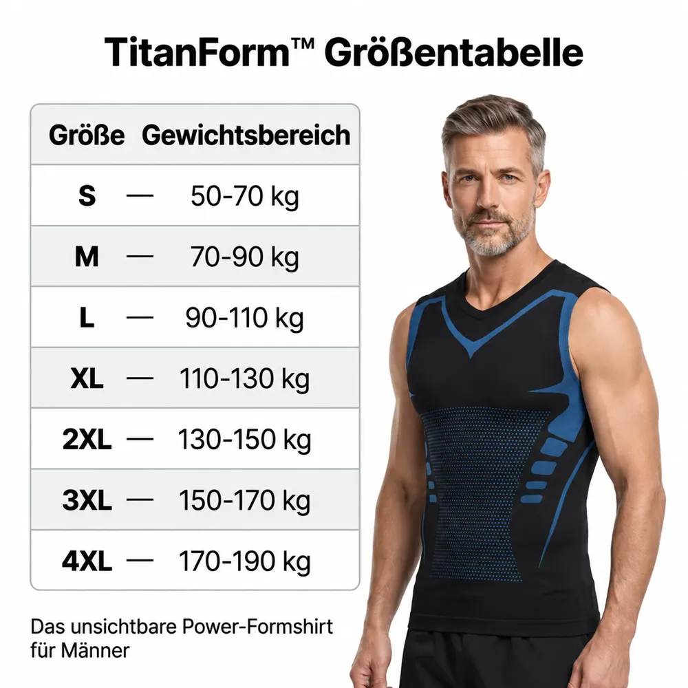 TitanForm Größentabelle nach Gewichtsbereich