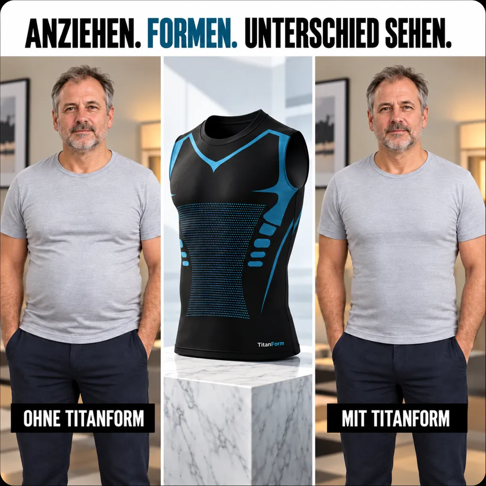 Ohne und mit TitanForm unter dem grauen T-Shirt